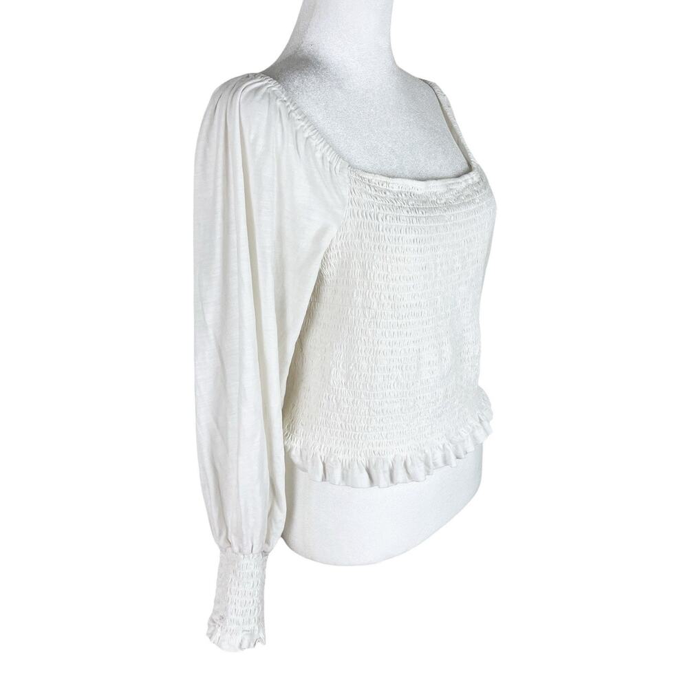 Anthropologie Pilcro Ginny Ivory Smocked Crop Top Cottagecore Boho Size Large - Picture 3 of 9